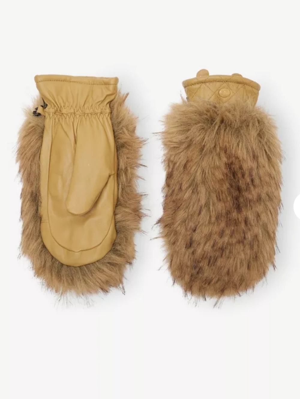 Goldbergh Hill Mitten Caramello Camel Brown Goldbergh Faux Fur Mitten Ski Glove